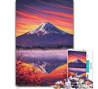 Mount Fuji at Sunset Wooden Jigsaw Puzzle, Gift for Adults | Jigsaw Puzzle - border-first or section-first building options on quiet evenings.