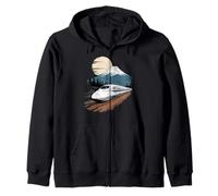 Mount Fuji Bullet Train Shinkansen Japan View Zip Hoodie