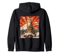 Mount Fuji Cat In Japan With Kawaii Sunset - Chill Zen Zip Hoodie