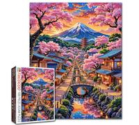 Mount Fuji Cherry Blossom Jigsaw Puzzles for Adults 1000 Pieces Japanese Street Scene Puzzle 20 x 27 Inches Educational Games Colorful Puzzles for Home Decoration