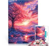 Mount Fuji Cherry Blossom SunsetAdults 1000 Pieces Puzzle learning educational Every Piece is Unique - Challenging Family Fun Game 38x26cm