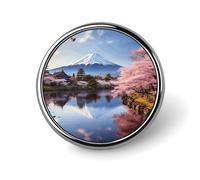 Mount Fuji Cherry Blossom Trees Badges Circle with Button Design, Personalized Picture Pin Brooches, Round Badge Holders for Decorate Hat Shirt Clothing Bag Accessories