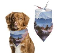 Mount Fuji Cherry Blossom Trees Dog Bandanas - Cute Pet Scarf for Dogs Cats Triangle Kerchief Bibs Soft Breathable Pet Bandanas Fashion Accessory for Puppy Small Medium Large Pets