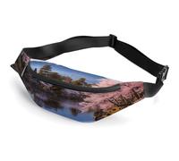 Mount Fuji Cherry Blossom Trees Fanny Packs with Zipper, Personalized Waist Bags with Multiple Pockets, Adjustable Sling Bag for Travel, Waterproof Belt Bag, Crossbody Bags for Unisex