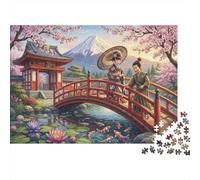 Mount Fuji Cherry Blossoms 1000 Piece Jigsaw Puzzle,Whimsical Challenge,Adults & Kids 14+,Home Wall Decor,Great Gifts,Premium Cardboard,Educational Toy,Stress Relief 38x26cm