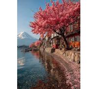 Mount Fuji Diamond Art Japan Diamond Painting Kits for Adults Beginner 5D DIY Full Square Drill Cross Stitch Kits for Adults Arts and Crafts for Bedroom Decor, Room Decor, Gifts 32x44 Inch -bby2507VN