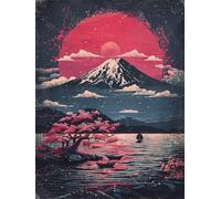 Mount Fuji Diamond Art Kits Adults, 5D Diamond Painting Sun, DIY Full Drill Cross Stitch Embroidery Crystal Art Kits, Crafts for Adults, Paintings for Room Decor, Gifts for Women 20x26 inch K-5539