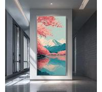 Mount Fuji Diamond Art Kits Adults, DIY 5D Large Diamond Painting Japanese Landscape Full Round Drill Crystal Art Kits 31.5 x 78.7 Inch, Embroidery Cross Stitch Canvas for Home Wall Decor (RD800)