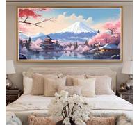 Mount Fuji Diamond Art Kits Adults, DIY 5D Large Diamond Painting Japanese Landscape Full Round Drill Crystal Art Kits 31.5 x 78.7 Inch, Embroidery Cross Stitch Canvas for Home Wall Decor (RD108)