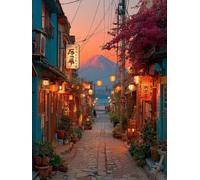 Mount Fuji Diamond Art Kits Adults, Street 5D DIY Diamond Painting for Adults, DIY Full Drill Crystal Art Gem Kits for Beginners, 5D Cross Stitch Embroidery Crafts Pictures, Gifts, 100x135cm R-8008