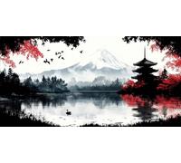 Mount Fuji Diamond Art Landscape Diamond Painting Kits for Adults Beginner 5D DIY Full Round Drill Cross Stitch Kits for Adults Arts and Crafts for Bedroom Decor, Home Decor, Gifts 70*140CM -bby2603A9