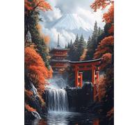 Mount Fuji Diamond Art, Pattern Autumn Diamond Painting Kits for Adults 5D DIY Full Square Drill Gem Crystal Art Kits Crafts for Adults, Bedroom Decor, Room Decor, Gifts for Women 90*120CM -bby2507RW