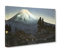 Mount Fuji From Mizukubo By Takahashi Shotei Asian Japanese Canvas Wall Art Print Ready to Hang, Framed Picture for Living Room Bedroom Home Office Décor, 24x16 Inch (60x40 cm)