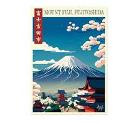 Mount Fuji, Fujiyoshida - Japan Alfonso Trufa Vintage Poster, Retro Travel Art Illustration Print, Tourism Landmark Sketch Colouful Bedroom Wall Art Home Decor, A3 (Print Only) - 42x29.7cm