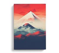 Mount Fuji Geometric Art Canvas Print | Gallery Wrapped 30mm Frame Wall Art | 30x20 inches | Ready to Hang | Abstract Picture | Living Room Bedroom Lounge Office