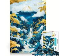 Mount Fuji Gold And Azure Art Jigsaw Puzzles 1000 Pieces for Adults Stress Free Home Play Enjoyable Challenge Furniture Decor (50x75cm)