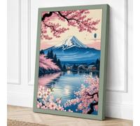 Mount Fuji in Cherry Blossom Canvas Wall Art Print 24x16 Inch (61 x 41 cm)