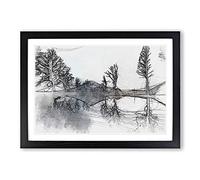 Mount Fuji in Fujinomiya Japan in Abstract Framed Print | A2 Black Framed Wall Art | Ready to Hang | Abstract Landscape Picture | Living Room Bedroom Lounge Office