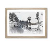 Mount Fuji in Fujinomiya Japan in Abstract Framed Print | A2 Oak Framed Wall Art | Ready to Hang | Abstract Landscape Picture | Living Room Bedroom Lounge Office