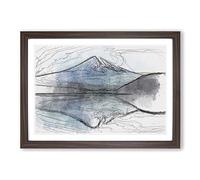 Mount Fuji in Japan in Abstract Framed Print | A2 Walnut Framed Wall Art | Ready to Hang | Abstract Landscape Picture | Living Room Bedroom Lounge Office