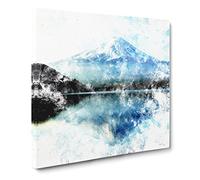 Mount Fuji in Japan Watercolour Canvas Print | Gallery Wrapped 30mm Frame Wall Art | 14x14 inches | Ready to Hang | Modern Picture | Living Room Bedroom Lounge Office
