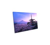 Mount Fuji Japan Blossom Sunset Canvas Wall Art Picture Print CanvasGeeks Multi W36 inch x H24 inch x D40mm
