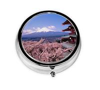 Mount Fuji Japan Print Pill Box for Pocket Round Pill Box 3 Compartment Decorative Portable Travel Pill Holder Tablet Vitamin Organizer Mini Pill Case(2pcs)