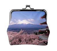 Mount Fuji Japan Print Print Coin Purse for Men Women Leather Kiss Lock Small Pouch Coin Wallet