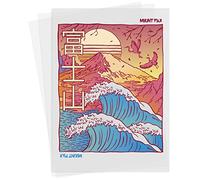 Mount Fuji Japanese Wave Iron on Transfer T-Shirt Patch - (A5) 14.8 x 21.0 cm - Seigaiha Japan Art Design for Clothes - Harmony & Balance Hokusai Kanagawa DIY Heat Transfer Patch for Shirts