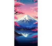 Mount Fuji Landscape Diamond Art Kits Adults, DIY 5D Large Diamond Painting Japan Full Round Drill Crystal Art Kits 19.7 x 39.4 Inch, Embroidery Cross Stitch Canvas for Home Wall Decor (RD844)
