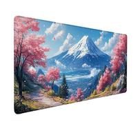 Mount Fuji Mouse Pad Large 900x300x3mm, Cherry Blossoms Gaming Mouse Pad Waterproof Desk Mat with 3MM Stitched Edges, Non-Slip Rubber Base Mousepad Computer Accessories for Gaming, Office -lsy260327