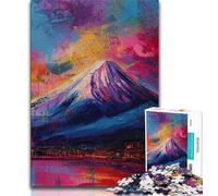 Mount Fuji Oil Painting Puzzles for Teenagers 1000 Pieces,Challenging To Complete But Fun And Humorous with Matching Poster And Trivia Sheet (38x26cm)