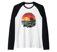 Mount Fuji Pagoda Japanese Travel Landscape Raglan Baseball Tee
