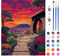 Mount Fuji Paint by Numbers for Adults on Canvas, Painting by Numbers for Adults Sunset, DIY Crafts for Adults Oil Painting Art Kits, Hobbies for Adults Women, Room Decor Gifts 40x52in E-6200