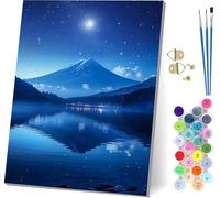 Mount Fuji Paint by Numbers for Adults, Starry Sky Paint by Numbers Canvas, DIY Color Oil Painting with Acrylic and Brushes, Hobbies for Adults Women, Painting for Room Decor Gifts 40x52 in 2-3170