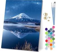 Mount Fuji Paint by Numbers for Adults, Starry Sky Paint by Numbers Canvas, DIY Color Oil Painting with Acrylic and Brushes, Hobbies for Adults Women, Painting for Room Decor Gifts 12x16 in G-7276