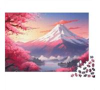 Mount Fuji Sakura 1000 Piece Mental Stimulation Puzzle for Adults Snowy Mount Fuji Amid Blooming Sakura Premium Sturdy Challenging Stress Relief 70x50cm/1000pcs
