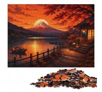 Mount Fuji Sunset View Wooden Jigsaw Puzzle for Adults, 500 Pieces | During puzzle time: Jigsaw Puzzle Gift - image-based sorting for steady puzzle progress on weekends.