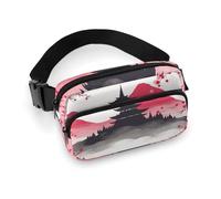 Mount Fuji with Cherry Fanny Pack for Women Men Waist Bag Belt Bag Adjustable Casual Bag for Travel Sports Hiking, white, 7.9x5.1inches