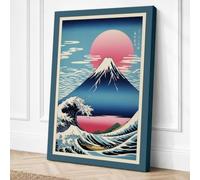 Mount Fuji with Rising Sun Canvas Wall Art Print 24x16 Inch (61 x 41 cm)