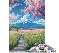 Mount Fujis Blossom Trail Puzzle 500 Pieces Jigsaws Wooden Puzzle for Adults And Teenager Puzzles for Adults 500pcs (52x38cm)