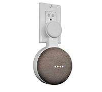 Mount Genie Affordable Essentials Google Home Mini Outlet Wall Mount Hanger Stand | A Low-Cost Space-Saving Solution (White, 1-Pack)