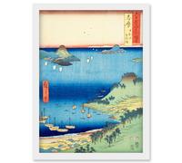 Mount Hiyori and Toba Harbor Shima Province Utagawa Hiroshige Japan Woodblock Artwork Framed Wall Art Print A4 Artery8 White One Size