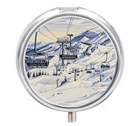 Mount Horsney Ski Lift Small Pill Box 3 Grids Travel Pill Case Portable Daily Pill Organizer with Anti-Mixing Design Easy to Retrieve Meds for Medication, Vitamin, Supplements