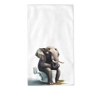 Mount Hour Elephant Sitting on The Toilet Hand Towels Funny Animals Face Towel Guest Towel Portable Kitchen Tea Dish Towels Washcloths Bathroom Decor Housewarming Gifts 15.7" X 27.5"