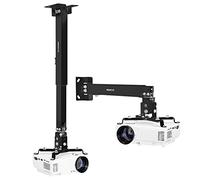 Mount-It! Projector Ceiling Mount and Wall Mount with Adjustable Arm, Universal Projector Mount for LCD/DLP Projectors, Flush Mount Option, Built-in Cable Management, 40lb Capacity, Black