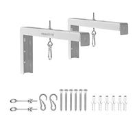 Mount-It! Projector Screen Wall Mount L-Brackets - Extra Large Wall and Ceiling Hanging Mount for Home Projector and Movie Screens, 12 inch Mounting Hooks, 1 Pair, White, 66 Lb Each Capacity