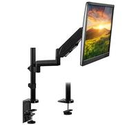 Mount-It! Single Monitor Arm Mount | Desk Stand | Full Motion Height Adjustable Articulating Gas Spring Arm | Fits 19 21 24 27 29 30 32 Inch VESA Compatible Computer Screen | C-Clamp and Grommet Base