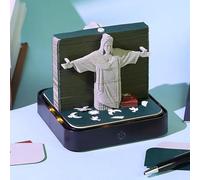 Mount Jesus 3d Calendar 2026, Double-Sided Paper Sculpture Notepad with Light & English Calendar, DIY Paper Carving Art Desktop Decoration Gift for Christmas Birthday Anniversaries