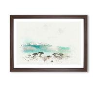 Mount Kilimanjaro in Tanzania in Abstract Framed Print | A2 Walnut Framed Wall Art | Ready to Hang | Abstract Landscape Picture | Living Room Bedroom Lounge Office